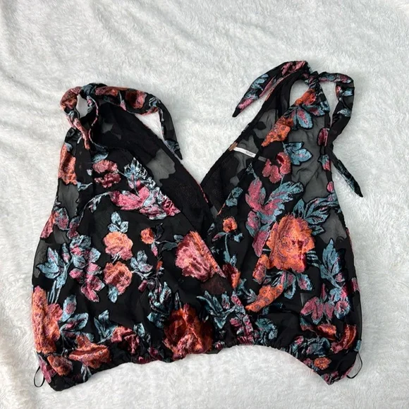 Free People | Tied to You Floral Velvet Tank in Dark Combo - Picture 4 of 8